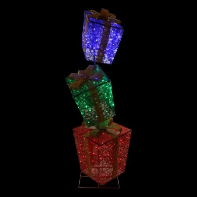 Northlight 73" LED Lighted Shimmering Snowflake Stacked Gift Boxes Outdoor Decoration 2 Northlight 73" LED Lighted Shimmering Snowflake Stacked Gift Boxes Outdoor Decoration