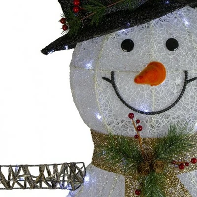 Northlight 72" White and Black LED Lighted Snowman with Top Hat Christmas Outdoor Decoration 4 Northlight 72" White and Black LED Lighted Snowman with Top Hat Christmas Outdoor Decoration - Image 2