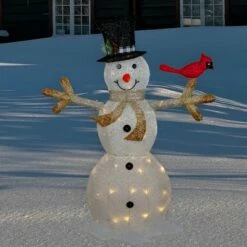 Northlight 49" White and Black LED Lighted Snowman with Top Hat Christmas Outdoor Decoration
