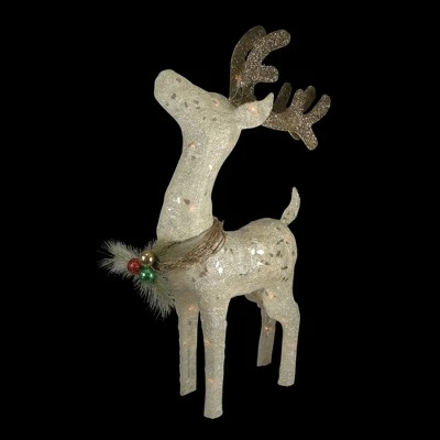 Northlight 37" White and Brown Lighted Sparkling Standing Reindeer Outdoor Christmas Decor 2 Northlight 37" White and Brown Lighted Sparkling Standing Reindeer Outdoor Christmas Decor