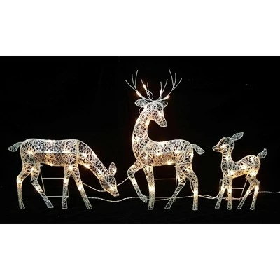 Northlight Set of 3 White Glittered Doe, Fawn and Reindeer Lighted Christmas Outdoor Decoration 3 Northlight Set of 3 White Glittered Doe, Fawn and Reindeer Lighted Christmas Outdoor Decoration