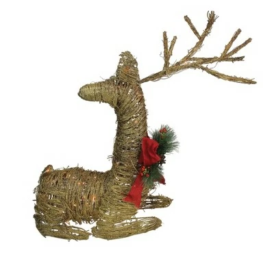Northlight 30" Pre-Lit Gold Reindeer with Bow Outdoor Christmas Decor 3 Northlight 30" Pre-Lit Gold Reindeer with Bow Outdoor Christmas Decor