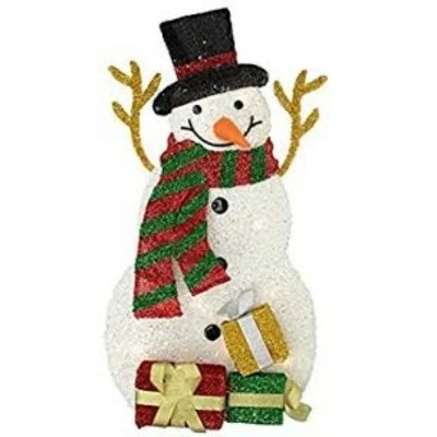 Northlight 31" Pre-Lit White and Black Snowman with Gifts Outdoor Christmas Decor 4 Northlight 31" Pre-Lit White and Black Snowman with Gifts Outdoor Christmas Decor - Image 2