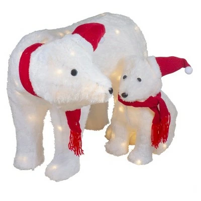 Northlight Set of 2 LED Lighted Chenille Polar Bears Outdoor Christmas Decorations 4 Northlight Set of 2 LED Lighted Chenille Polar Bears Outdoor Christmas Decorations - Image 2
