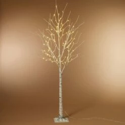 Gerson International 6-Foot Birch Bark Effect Lighted Tree with LED Warm White Lights