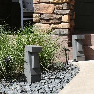 Sunnydaze Decor Sunnydaze Outdoor Glass Fiber Reinforced Concrete Tiki Head LED Solar Light Patio Statues - 14" - Gray - 2pk 4 Sunnydaze Decor Sunnydaze Outdoor Glass Fiber Reinforced Concrete Tiki Head LED Solar Light Patio Statues - 14" - Gray - 2pk - Image 2