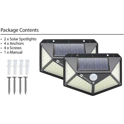 Dartwood Outdoor Solar Lights with Motion Sensor, 100 LED, 450 Lumens Bright Weatherproof Wall Spotlight for Gardens Porches Walkways Patios (2 Pack) 8 Dartwood Outdoor Solar Lights with Motion Sensor, 100 LED, 450 Lumens Bright Weatherproof Wall Spotlight for Gardens Porches Walkways Patios (2 Pack) - Image 6