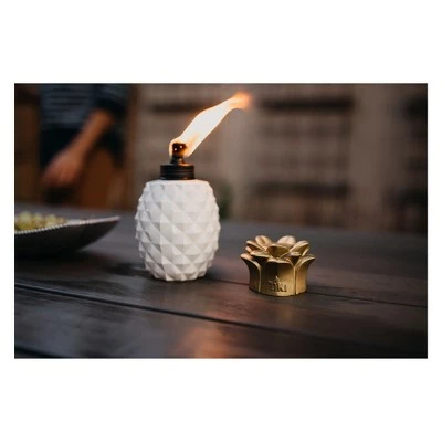 6.5" 3pk Pineapple Paradise Glass Table Torch White/Gold - TIKI 4 6.5" 3pk Pineapple Paradise Glass Table Torch White/Gold - TIKI - Image 2