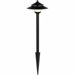 John Timberland Pagoda Textured Black 8-Piece LED Landscape Path Light Set