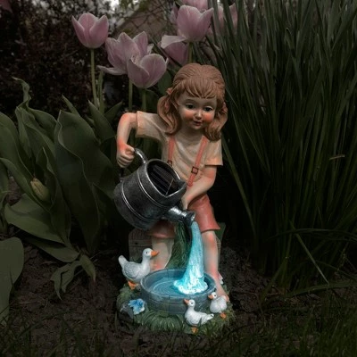Little Girl Solar Powered LED Light Garden Statue (5.25"x5.5"x11") - Pure Garden 3 Little Girl Solar Powered LED Light Garden Statue (5.25"x5.5"x11") - Pure Garden