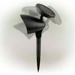 Alpine Corporation Set of 4 Outdoor Solar Powered Pathway LED Light Stakes Silver/Black -Outdoor Lighting Official Shop unnamed file 1545