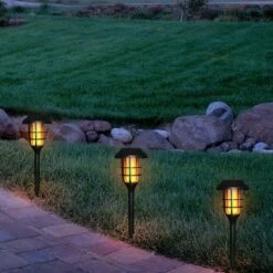 Alpine Corporation 6pk 17" Solar LED Path Torch Pathway Lights