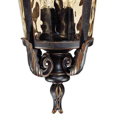 John Timberland Traditional Outdoor Light Hanging Veranda Bronze Scroll 26 1/4" Champagne Water Glass Damp Rated for Porch Patio 4 John Timberland Traditional Outdoor Light Hanging Veranda Bronze Scroll 26 1/4" Champagne Water Glass Damp Rated for Porch Patio - Image 2