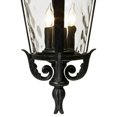 John Timberland Traditional Outdoor Ceiling Light Hanging Textured Black 23 3/4" Clear Hammered Glass Damp Rated for House Porch 4 John Timberland Traditional Outdoor Ceiling Light Hanging Textured Black 23 3/4" Clear Hammered Glass Damp Rated for House Porch - Image 2