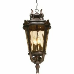 John Timberland Mediterranean Outdoor Ceiling Light Hanging Bronze Scroll 23 3/4" Champagne Hammered Glass Damp Rated for Patio -Outdoor Lighting Official Shop unnamed file 2163