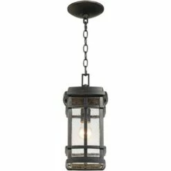 John Timberland Mission Outdoor Ceiling Light Hanging Oil Rubbed Bronze 14 1/2" Clear Seedy Glass Exterior House Porch Patio Deck -Outdoor Lighting Official Shop unnamed file 2193