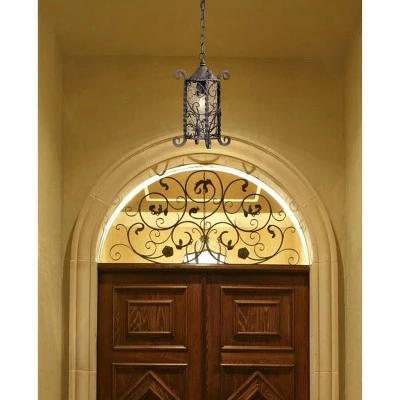 John Timberland Traditional Outdoor Light Hanging Dark Walnut Iron Scroll 15" Champagne Water Glass Damp Rated for Exterior Porch 10 John Timberland Traditional Outdoor Light Hanging Dark Walnut Iron Scroll 15" Champagne Water Glass Damp Rated for Exterior Porch - Image 8