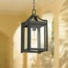 Franklin Iron Works Rustic Farmhouse Outdoor Ceiling Light Hanging Black 17" Clear Beveled Glass Exterior House Porch Patio Deck -Outdoor Lighting Official Shop unnamed file 2215
