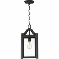 Franklin Iron Works Rustic Farmhouse Outdoor Ceiling Light Hanging Black 17" Clear Beveled Glass Exterior House Porch Patio Deck -Outdoor Lighting Official Shop unnamed file 2220