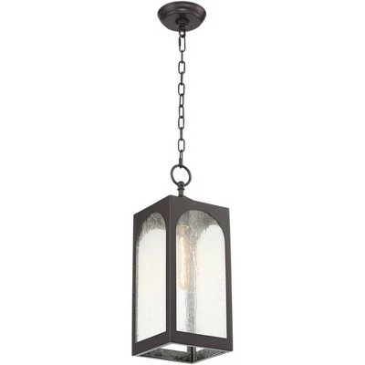 Possini Euro Design Modern Outdoor Ceiling Light Hanging Bronze 19" Seedy Glass Lantern for Exterior House Porch Patio Deck 7 Possini Euro Design Modern Outdoor Ceiling Light Hanging Bronze 19" Seedy Glass Lantern for Exterior House Porch Patio Deck - Image 5
