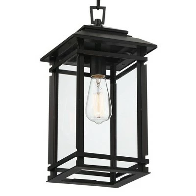 John Timberland Mission Outdoor Hanging Ceiling Light Fixture Matte Black Metal 17" Clear Glass Panels Shade Exterior House Porch Patio 3 John Timberland Mission Outdoor Hanging Ceiling Light Fixture Matte Black Metal 17" Clear Glass Panels Shade Exterior House Porch Patio