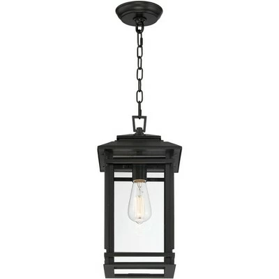 John Timberland Mission Outdoor Hanging Ceiling Light Fixture Matte Black Metal 17" Clear Glass Panels Shade Exterior House Porch Patio 6 John Timberland Mission Outdoor Hanging Ceiling Light Fixture Matte Black Metal 17" Clear Glass Panels Shade Exterior House Porch Patio - Image 4