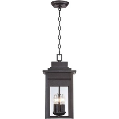 Franklin Iron Works Outdoor Ceiling Light Hanging Lantern Black Specked Gray 17 1/2" Clear Glass for Exterior House Porch Patio 2 Franklin Iron Works Outdoor Ceiling Light Hanging Lantern Black Specked Gray 17 1/2" Clear Glass for Exterior House Porch Patio - Image 2