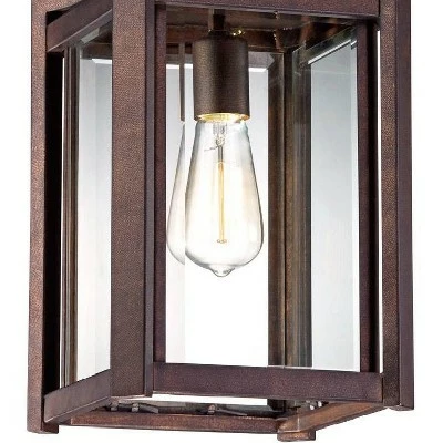 Franklin Iron Works Modern Outdoor Ceiling Light Hanging Rustic Bronze 17" Clear Glass Damp Rated for Exterior Porch Entryway 3 Franklin Iron Works Modern Outdoor Ceiling Light Hanging Rustic Bronze 17" Clear Glass Damp Rated for Exterior Porch Entryway - Image 2