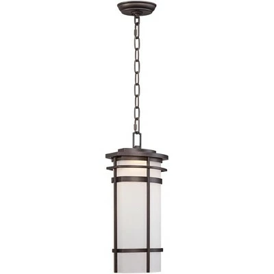 Possini Euro Design Modern Outdoor Hanging Lighting Fixture Bronze Metal 16 1/4" LED Etched Glass Shade for Exterior House Porch 5 Possini Euro Design Modern Outdoor Hanging Lighting Fixture Bronze Metal 16 1/4" LED Etched Glass Shade for Exterior House Porch - Image 3