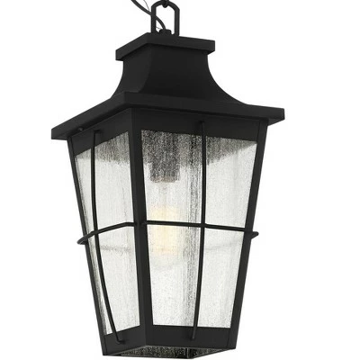 John Timberland Modern Outdoor Hanging Light Fixture Rich Black 18" Clear Seeded Glass for Exterior House Porch Patio Outside Deck 4 John Timberland Modern Outdoor Hanging Light Fixture Rich Black 18" Clear Seeded Glass for Exterior House Porch Patio Outside Deck - Image 2