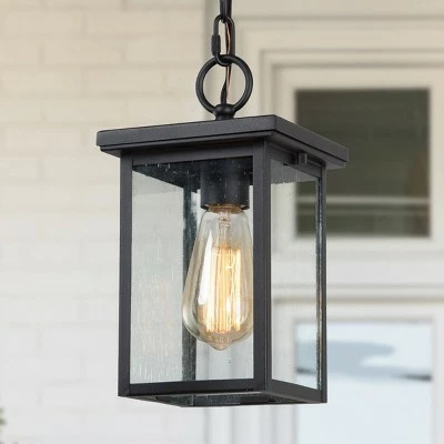 Square Glass/Metal Outdoor Pendant Lamp Black - LNC 3 Square Glass/Metal Outdoor Pendant Lamp Black - LNC