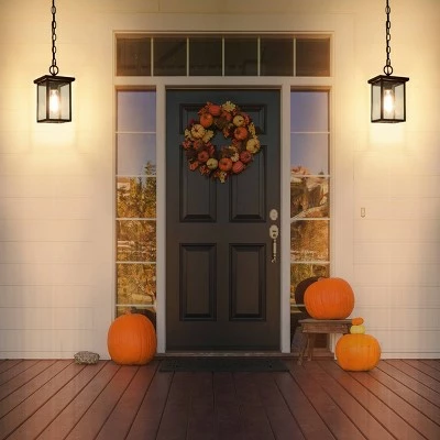 Square Glass/Metal Outdoor Pendant Lamp Black - LNC 4 Square Glass/Metal Outdoor Pendant Lamp Black - LNC - Image 2