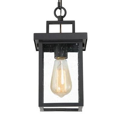 Square Glass/Metal Outdoor Pendant Lamp Black - LNC 8 Square Glass/Metal Outdoor Pendant Lamp Black - LNC - Image 6