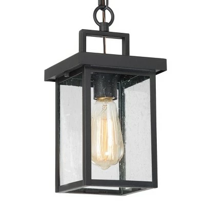 Square Glass/Metal Outdoor Pendant Lamp Black - LNC 10 Square Glass/Metal Outdoor Pendant Lamp Black - LNC - Image 8