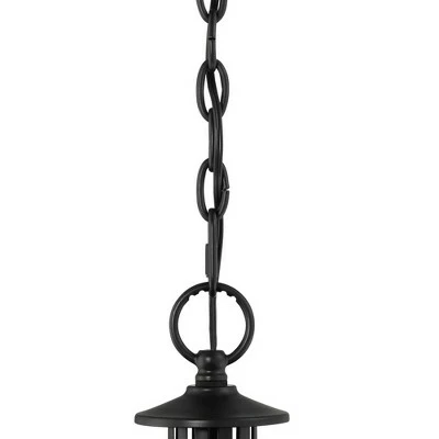 Franklin Iron Works Modern Outdoor Hanging Light Matte Black 13 3/4" Clear Seedy Glass Exterior House Porch Patio Outside Deck 5 Franklin Iron Works Modern Outdoor Hanging Light Matte Black 13 3/4" Clear Seedy Glass Exterior House Porch Patio Outside Deck - Image 3