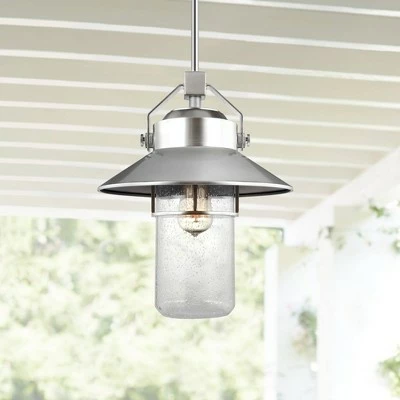 Feiss Boynton 15 1/2"H Brushed Steel Outdoor Hanging Light 1 Feiss Boynton 15 1/2"H Brushed Steel Outdoor Hanging Light