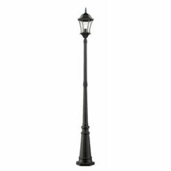 1 Light Classic Outdoor Lamp Post with Beveled Glass Shade Black - Aurora Lighting