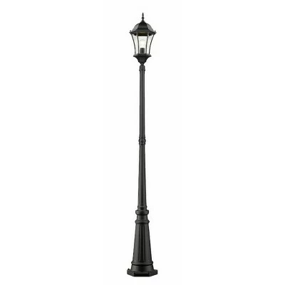 1 Light Classic Outdoor Lamp Post with Beveled Glass Shade Black - Aurora Lighting 2 1 Light Classic Outdoor Lamp Post with Beveled Glass Shade Black - Aurora Lighting