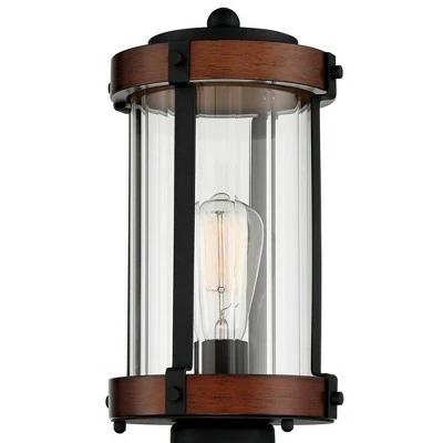 John Timberland Rustic Industrial Outdoor Post Light Fixture Black Dark Wood Finish 13 3/4" Clear Glass Shade Exterior House Porch 4 John Timberland Rustic Industrial Outdoor Post Light Fixture Black Dark Wood Finish 13 3/4" Clear Glass Shade Exterior House Porch - Image 2