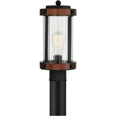 John Timberland Rustic Industrial Outdoor Post Light Fixture Black Dark Wood Finish 13 3/4" Clear Glass Shade Exterior House Porch 5 John Timberland Rustic Industrial Outdoor Post Light Fixture Black Dark Wood Finish 13 3/4" Clear Glass Shade Exterior House Porch - Image 3