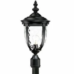John Timberland Traditional Outdoor Post Light with Flat Base Pole Texturized Black 99 3/4" Clear Hammered Glass for Garden Yard