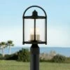 John Timberland Modern Outdoor Post Light Fixture Black Warm Brass Metal 15 3/4" Clear Glass Exterior House Porch Patio Outside -Outdoor Lighting Official Shop unnamed file 2393