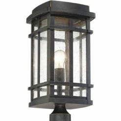 John Timberland Mission Outdoor Post Light Fixture Oil Rubbed Bronze 19 1/4" Clear Seedy Glass for Exterior Garden Yard Walkway -Outdoor Lighting Official Shop unnamed file 2402