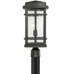 John Timberland Mission Outdoor Post Light Fixture Oil Rubbed Bronze 19 1/4" Clear Seedy Glass for Exterior Garden Yard Walkway -Outdoor Lighting Official Shop unnamed file 2403