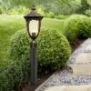 John Timberland Outdoor Post Light Fixture LED Veranda Bronze 37" Clear Hammered Glass for Exterior House Porch Patio Garden Yard