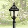 John Timberland Outdoor Post Light Fixture Black Colonial 24 1/2" Seeded Glass for Exterior Garden Yard Patio Driveway -Outdoor Lighting Official Shop unnamed file 2425