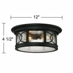 John Timberland Outdoor Ceiling Light Fixture Black 12" Seedy Glass for Exterior House Porch -Outdoor Lighting Official Shop unnamed file 244