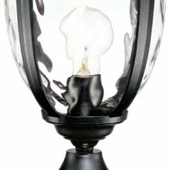 John Timberland Post Light Pier Mount Textured Black 24 1/2" Hammered Glass for Deck Porch Patio -Outdoor Lighting Official Shop unnamed file 2447