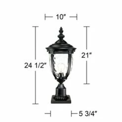 John Timberland Post Light Pier Mount Textured Black 24 1/2" Hammered Glass for Deck Porch Patio -Outdoor Lighting Official Shop unnamed file 2448