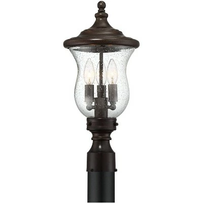 Franklin Iron Works Outdoor Post Light Fixture LED Dimmable Bronze 19" Clear Seedy Glass for Exterior Garden Yard Driveway 7 Franklin Iron Works Outdoor Post Light Fixture LED Dimmable Bronze 19" Clear Seedy Glass for Exterior Garden Yard Driveway - Image 5